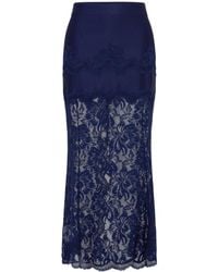 Rabanne - Rabanne Lace And Jersey Midi Skirt - Lyst