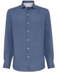 Brunello Cucinelli - Button-Up Curved Hem Shirt - Lyst