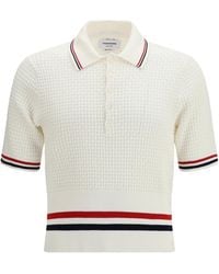 Thom Browne - Float Ripple Stitch Rwb Stripe Polo Shirt - Lyst