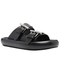 McQueen - Double Buckle Slip-On Slides - Lyst