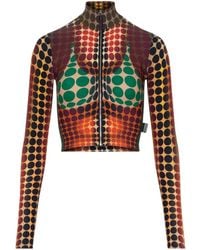 Jean Paul Gaultier - High Neck Holka Dot Printed Zipped Top - Lyst