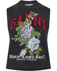 Ganni - Crewneck Knit Vest - Lyst