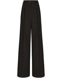 Dolce & Gabbana - High-Waist Pinstripe-Printed Wide-Leg Trousers - Lyst