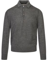 Canali - Long-Sleeve Knitted Polo Shirt - Lyst
