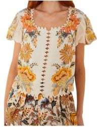 FARM Rio - Floral-Print Scallop-Edge Top - Lyst