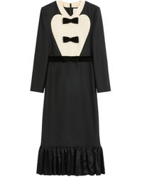 Valentino - Bow Detailed Peplum Hem Midi Dress - Lyst