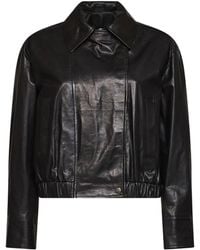 Kaos - Long-Sleeved Collared Leather Jacket - Lyst
