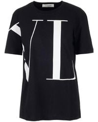 Valentino - Vltn Logo Printed Crewneck T-Shirt - Lyst