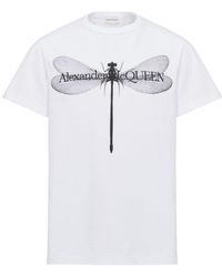 McQueen - Dragon-Fly Printed Crewneck T-Shirt - Lyst