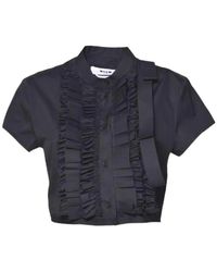 MSGM - Cropped Ruffled Shirt - Lyst