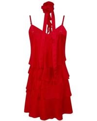 Blugirl Blumarine - Tiered Ruffled Satin Dress - Lyst
