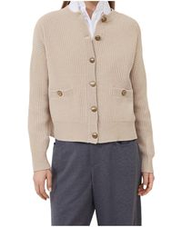 Brunello Cucinelli - English Ribbed-Knit Button-Up Cardigan - Lyst