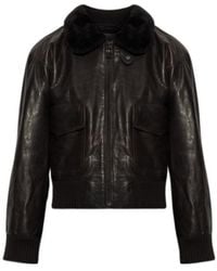 Victoria Beckham - Shearling Collar Bomber Jacket - Lyst