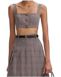 Self-Portrait - Checked Cropped Top - Lyst