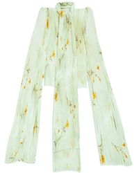 Balenciaga - Floral Printed Pleated Blouse Top - Lyst