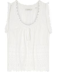 Doen - Toussine Gatehred Broderie Anglaise Cotton Top - Lyst