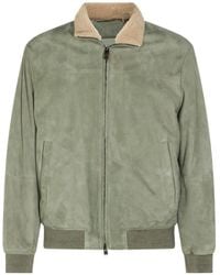 Canali - Shearling Collar Zip-Up Jacket - Lyst