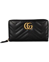 Gucci - Leather Gg Marmont Zip Around Wallet - Lyst