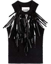 Jil Sander - Fringed Trim Sleeveless Knitted Top - Lyst