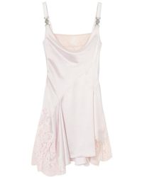 Versace - Lace-Trim Satin Mini Dress - Lyst