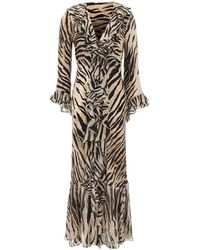RIXO London - Ruffled Tiger-Print Maxi Dress - Lyst