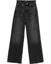 7 For All Mankind - Lotta Faded-Effect Wide-Leg Jeans - Lyst