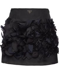 Prada - Enamel Triangle-Logo Straight Hem Mini Skirt - Lyst