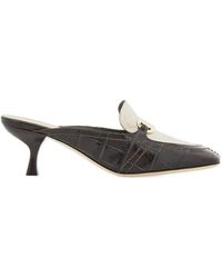 Ferragamo - Crocodile-Effect Mules - Lyst