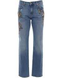 ERMANNO FIRENZE - Sequined Five-Pocket Denim Jeans - Lyst