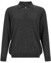 Kiton - Half-Zip Wool Polo Shirt - Lyst