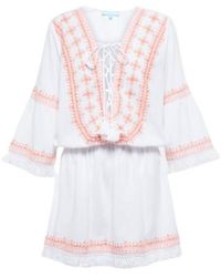 Melissa Odabash - Martina Cotton And Linen Embroidered Minidress - Lyst