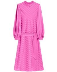 Valentino - Striped Belted Jacquard Dress - Lyst