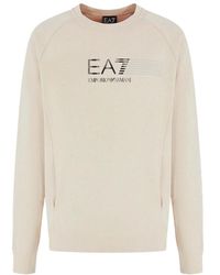EA7 - Logo Printed Round Neck Sweater - Lyst