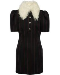 Alessandra Rich - Pinstripe Collared Wool-Blend Minidress - Lyst