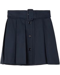 Patou - Belted Pleated Cotton-Twill Mini Skirt - Lyst