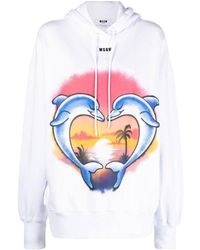 MSGM - Logo Hooded Sweater - Lyst