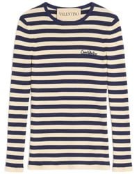 Valentino - Striped Crewneck Jumper - Lyst