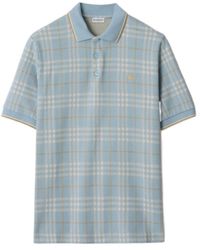Burberry - Cotton Check Jacquard Polo Shirt - Lyst