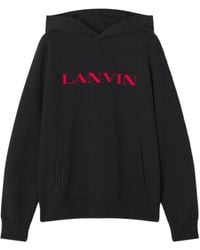 Lanvin - Logo-Embroidered Kangaroo Pocket Hoodie - Lyst