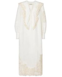 ALÉMAIS - X Lrnce Rosemary Embroidered Linen Midi Dress - Lyst