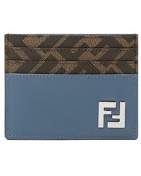 Fendi - Ff Logo Plaque Squared Card Holder - Lyst