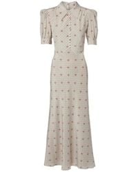 Alessandra Rich - Floral Polka-Dot Silk Maxi Dress - Lyst