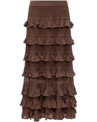Zimmermann - Ruffled Knitted Long Skirt - Lyst