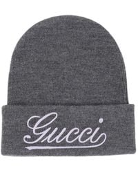 Gucci - Logo Embroidered Turn-Up Brim Beanie - Lyst