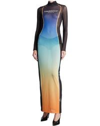 CASABLANCA - Mesh Printed Gradient Maxi Dress - Lyst