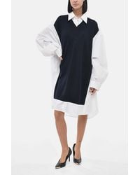 Maison Margiela - Oversized-Fit Shirt Dress With Knit Insert - Lyst