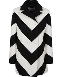 Valentino - Compact Drap Strhype Chevron-Pattern Coat - Lyst