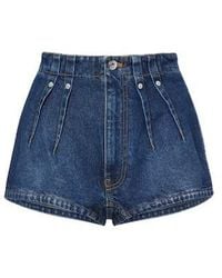 Mugler - Pleated Denim Shorts - Lyst