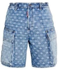 DSquared² - Light Wash Utility Shorts - Lyst