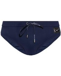 Dolce & Gabbana - Logo Patch Drawstring Swim Shorts - Lyst
